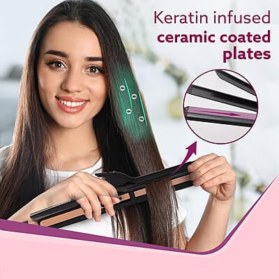 AGARO 4 in1 hair Straightener,Wavy Hair, Crimper, Curler, Hair Styler, Keratin Infused Ceramic Coated Plate