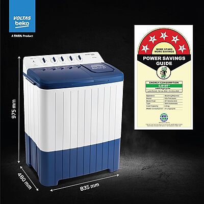 Voltas Beko, A Tata Product 8 Kg 5 Star Semi-automatic Top Load Washing Machine with Double Waterfall Technology