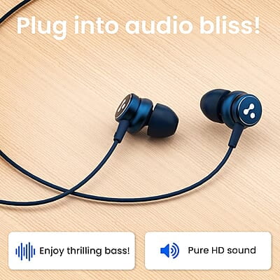 Ambrane Type C Wired Earphones with in-line Mic for Clear Calling, 1.2M Cable, 10mm Dynamic Drivers for BoostedBass, Control Buttons for iPhone 15, Samsung & Type C Devices Stringz 04