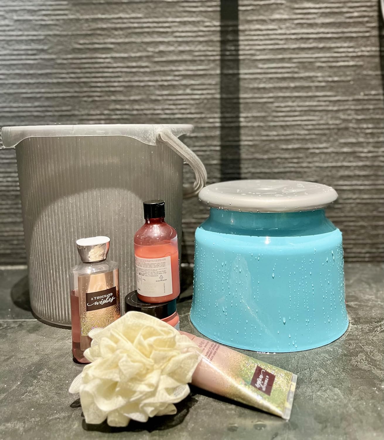 Mahaware Sturdy Round Anti Slip Polypropylene Stool Patla| for Bathroom, Home| Mint Granite Sky Blue