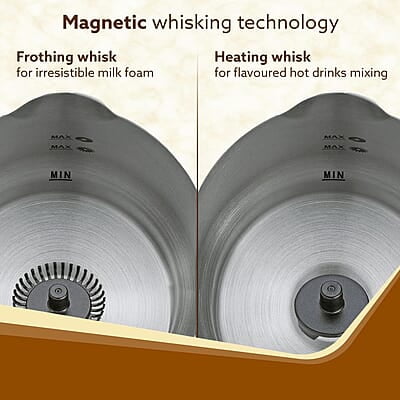 AGARO Regal Milk Frother for Coffee, 4 in 1 Electric Detachable Milk Frother and Heater