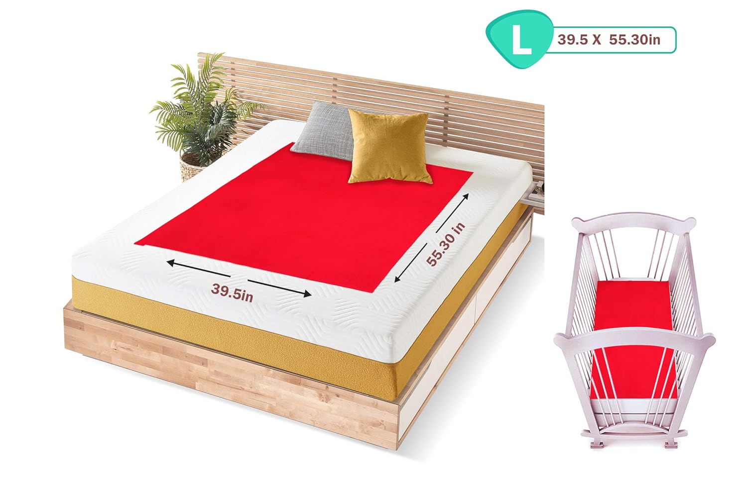 1st Step Supa - Dry Extra Absorbent Dry Sheet/Bed Protector/Mattress Protector (Red, Large(100 * 140 cm))