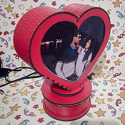 Sublimation Printed Led Rotating Lamp Customized Heart Shape Photo Print Lamp for All Occasions (20x15x10 cm, 2 Photos) Sublimation Printed Led Rotating Lamp Customized Heart Shape Photo Print Lamp for All Occasions (20x15x10 cm, 2 Photos)