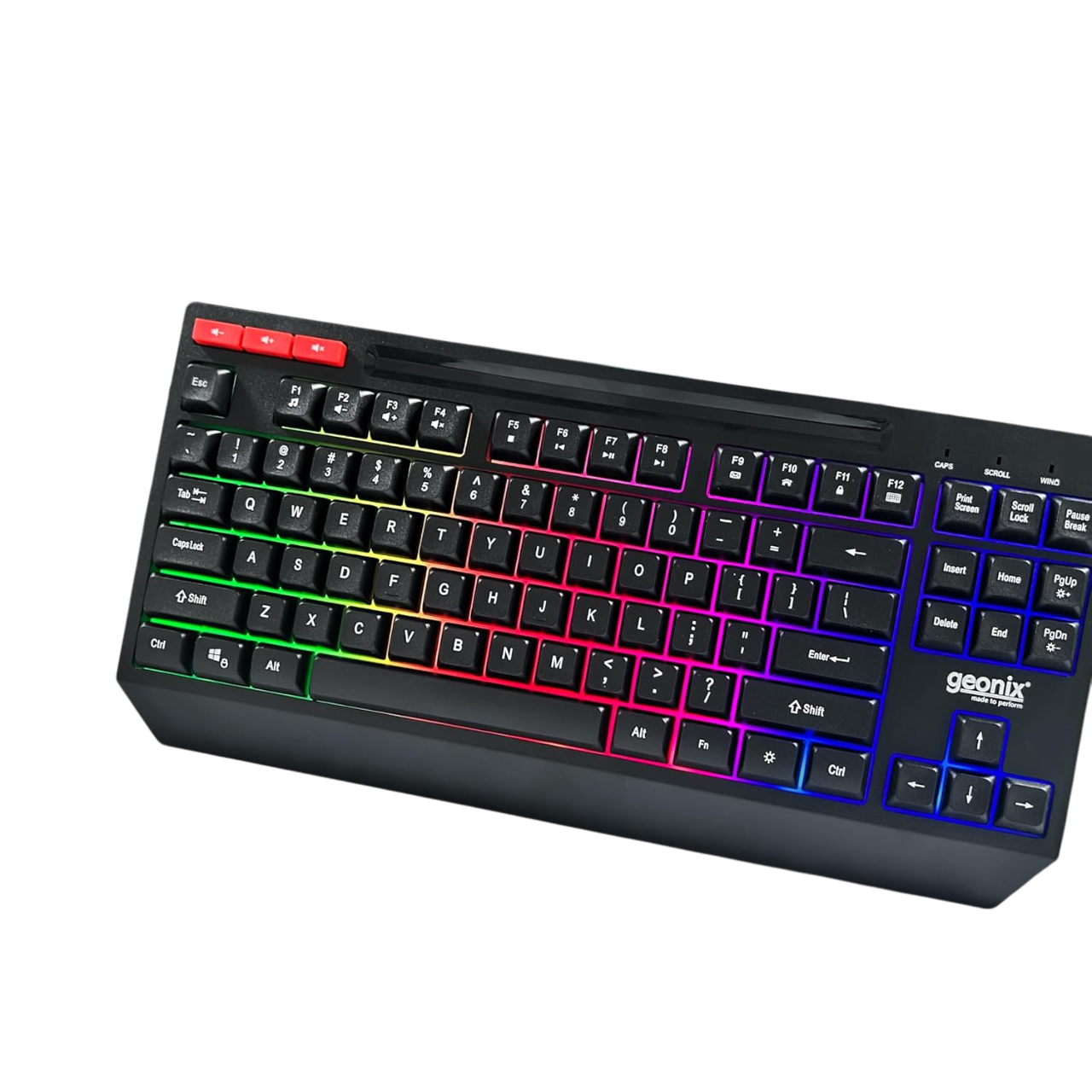 ​Geonix Cruiser Gaming Keyboard, 90 Keys with 3 Multimedia Keys, Rainbow Backlight, Black, K2