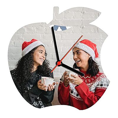 Sublimation Wall Clock Printed Customized Photo Printed Apple Shape Wooden Wall Clock - Brown, 8x8in Sublimation Wall Clock Printed Customized Photo Printed Apple Shape Wooden Wall Clock - Brown, 8x8in