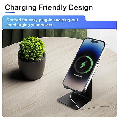 Ambrane Mobile Holding Tabletop Stand, 180 Degree View, Premium Metal Body, Wide Compatibility, Multipurpose, Anti-Skid Design Pop Stand