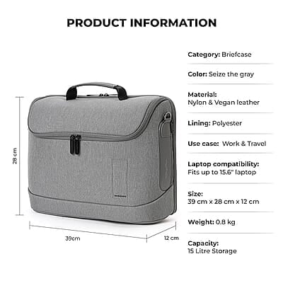 MOKOBARA The Transit Briefcase Vegan Leather & Nylon 15L Laptop Crossbody Messenger Bag for Men & Women