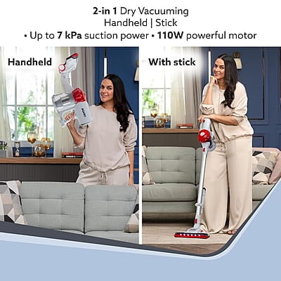 AGARO Regency Cordless Stick Vacuum Cleaner, Dry Vacuuming, 2 Suction Modes, 7 kPa Suction Power