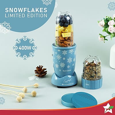Wonderchef Nutri Blend Snowflakes, 22000 RPM  2 Unbreakable Jars, Stainless Steel Blades, 400 W