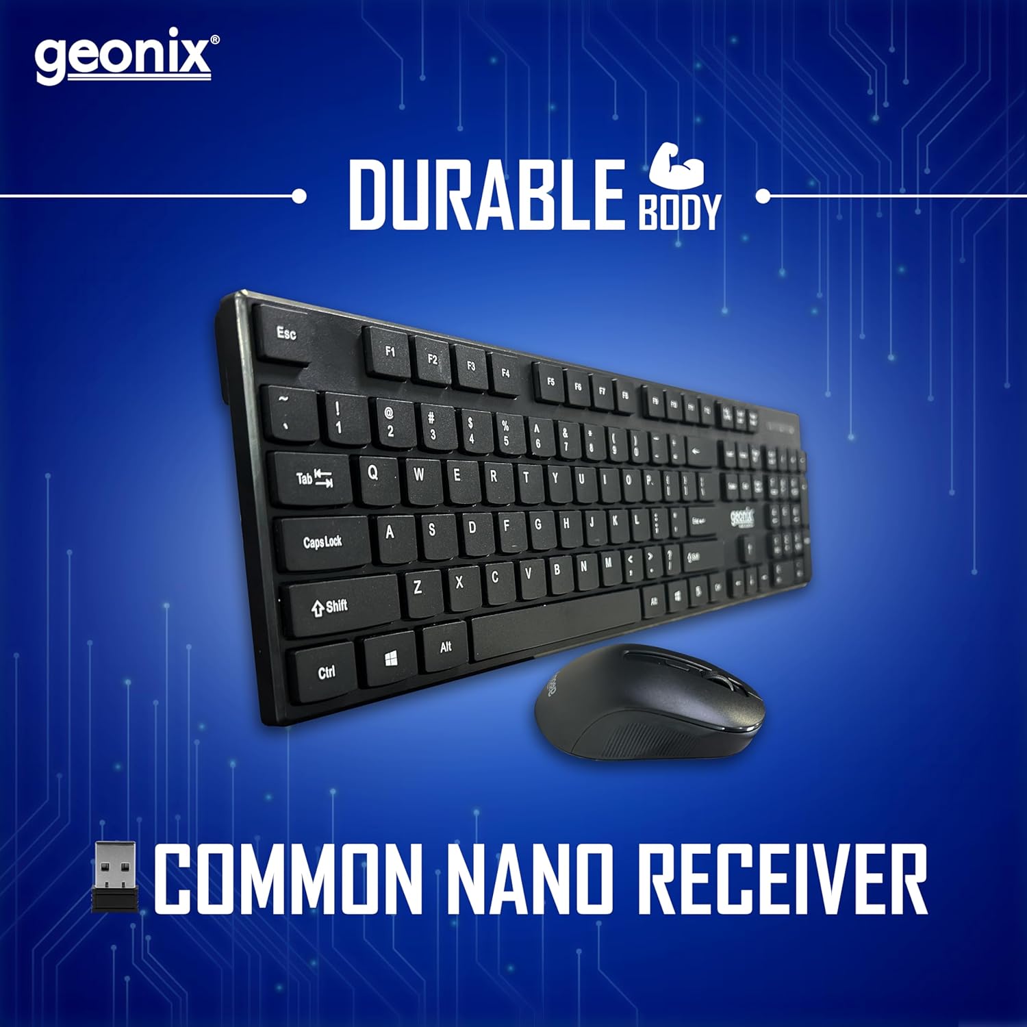 Geonix Cocoa C1 Wireless Keyboard and Mouse Combo, 800-1600 DPI, 104 Keys, GXWBK-01 Geonix Cocoa C1 Wireless Keyboard and Mouse Combo, 800-1600 DPI, 104 Keys, GXWBK-01