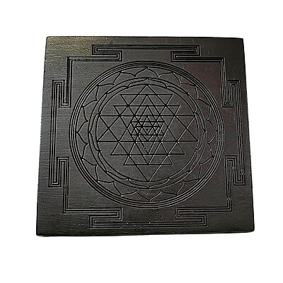 Karungali Sri Yantra | Original Sri Yantra Black Ebony Wood | 100% Natural Unpolished Karungali Vastu Yantra | 3x3 Inches | 1 Piece