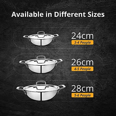 KENT Triply Kadai 26 CM with SS Lid 3.1 L