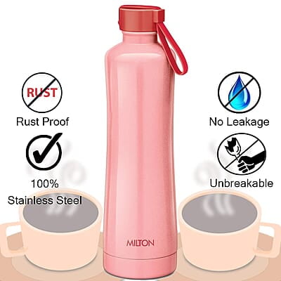 Milton New Tiara 600 Thermosteel 24 Hours Hot & Cold Water Bottle, 490 ml