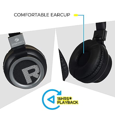 Zebronics-Bang over the ear headphones with Foldable Design and Bluetooth v5.0 headphones, Providing up to 20h* Playback