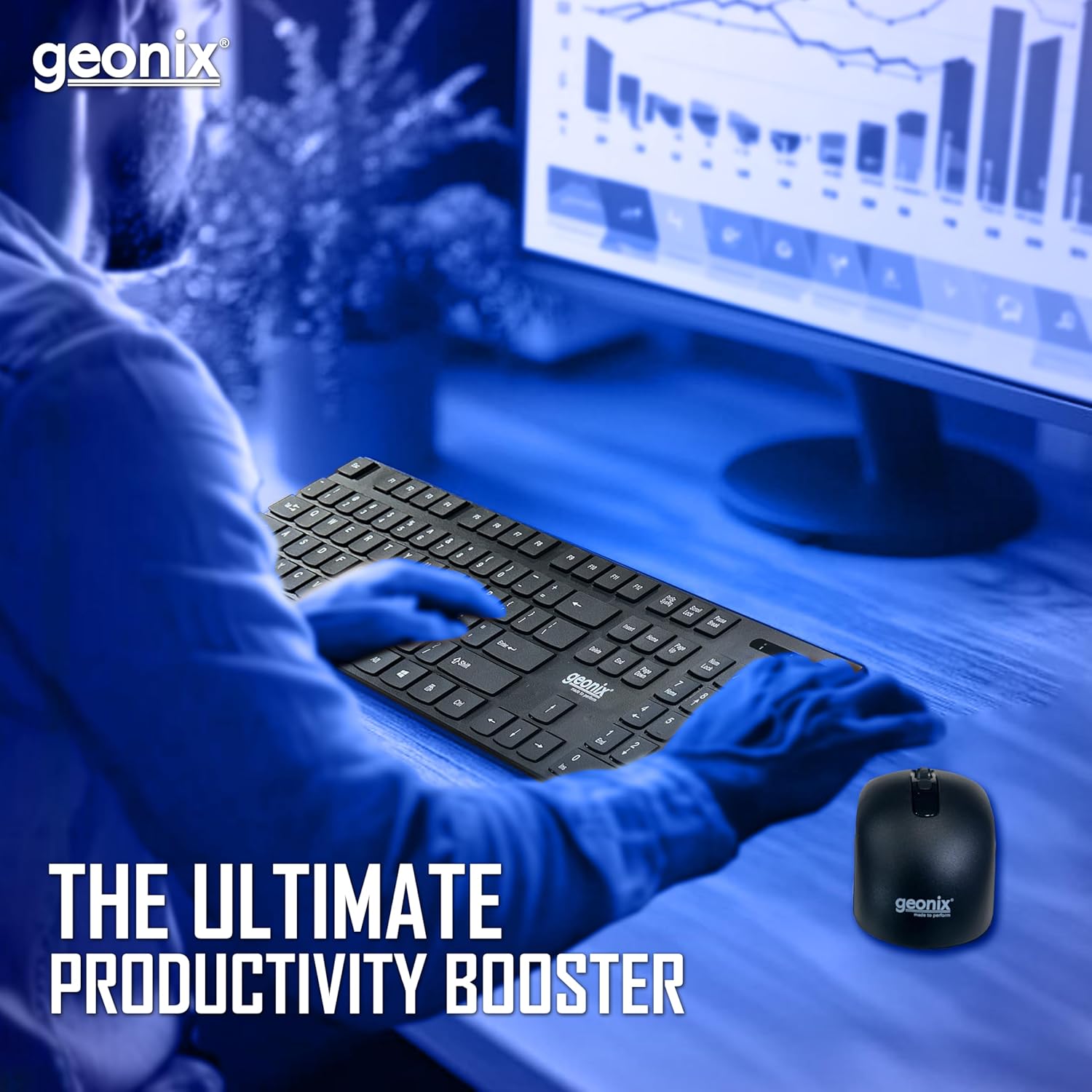 Geonix Cocoa C1 Wireless Keyboard and Mouse Combo, 800-1600 DPI, 104 Keys, GXWBK-01 Geonix Cocoa C1 Wireless Keyboard and Mouse Combo, 800-1600 DPI, 104 Keys, GXWBK-01