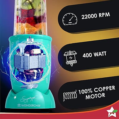 Wonderchef Nutri-blend GO, 22000 RPM 400 W 1 Unbreakable Jar