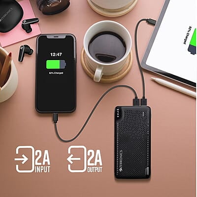 ZEBRONICS ME53 Power Bank, 10000 mAh, 10W, Dual USB Output, Type C & Micro USB Input, Built in Protections, Percentage LED Display, Included USB to Type C Cable