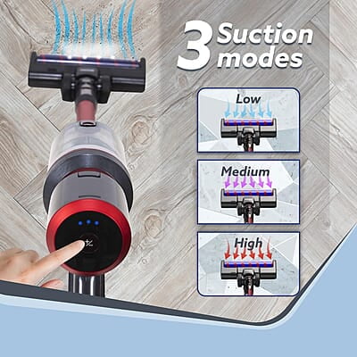 AGARO Supreme Cordless Stick Vacuum Cleaner,2In1 Handheld&Stick,400W Motor,25 Kpa Suction Power,3 Adjustable Suction Modes