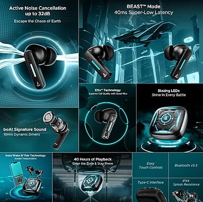 boAt Newly Launched Immortal Airspeed Pro Truly Wireless in- Ear Earbuds w/ 32dB ANC, Beast™ Mode with 40ms Latency, 40hrs Playback, 4 Mics with ENx™, Premium ID w/LEDs & ASAP™ Charge boAt Newly Launched Immortal Airspeed Pro Truly Wireless in- Ear Earbuds w/ 32dB ANC, Beast™ Mode with 40ms Latency, 40hrs Playback, 4 Mics with ENx™, Premium ID w/LEDs & ASAP™ Charge