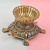 Brass Tortoise Diya for Puja - 4 inch Height | Symbol of Fortune