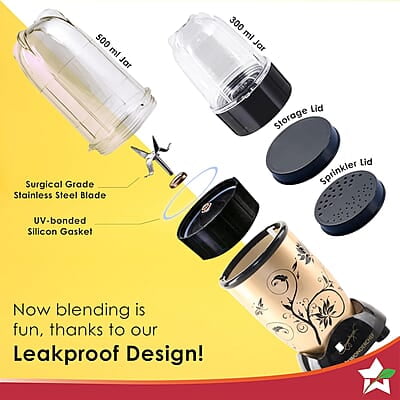 Wonderchef Nutri-blend Mixer Champagne, Grinder & Blender 400W 22000 RPM 2 Unbreakable Jars Wonderchef Nutri-blend Mixer Champagne, Grinder & Blender 400W 22000 RPM 2 Unbreakable Jars