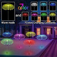 OPTICAL solar garden light Outdoor Waterproof 7 Color Changing double Jellyfish for Yard Decor,Outdoor Decor