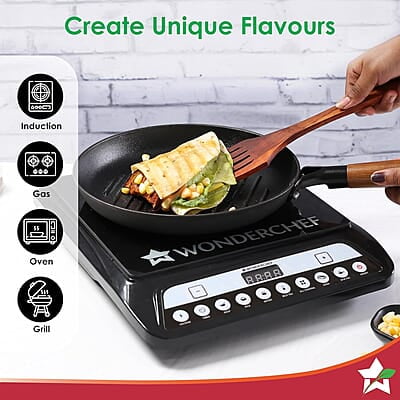 Wonderchef Pre-Seasoned Ferro Light 24cm Grill Pan 2.5MM Acacia Wooden Handles Wonderchef Pre-Seasoned Ferro Light 24cm Grill Pan 2.5MM Acacia Wooden Handles