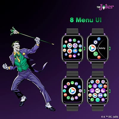 ZEBRONICS DC Joker Edition DRIP Smartwatch with Bluetooth 5.1 Calling, 1.69" Display Size, Voice Assistance, 11 Built-in + Customizable Watch Faces, 8 Menu UI, IP67 and 100+ Sports Tracker