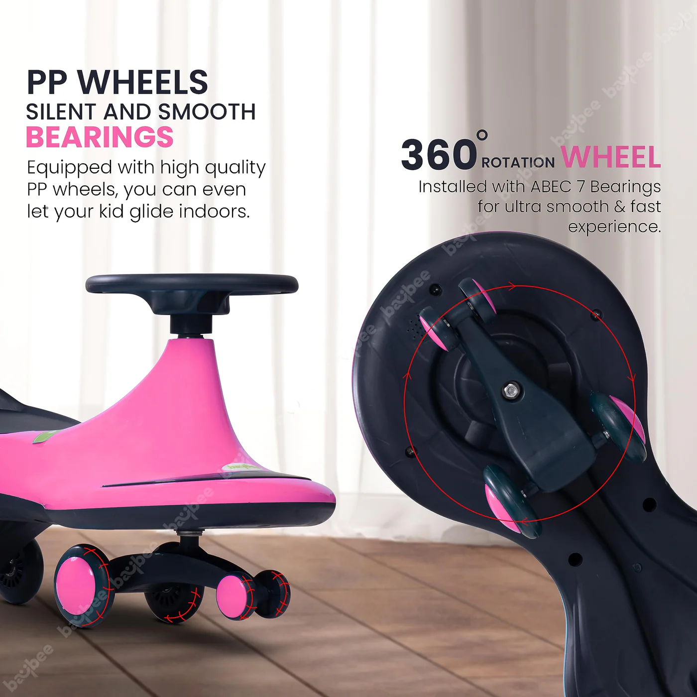 Baybee Trix Go Kids Magic Swing Cars for Kids-Pink