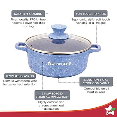 Wonderchef Granite Die-Cast Non-Stick 6-Piece Casserole Set with Lids Blue Wonderchef Granite Die-Cast Non-Stick 6-Piece Casserole Set with Lids Blue