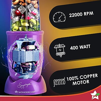 Wonderchef Nutri Blend Orchid, 22000 RPM 400 W 2 Unbreakable Jars