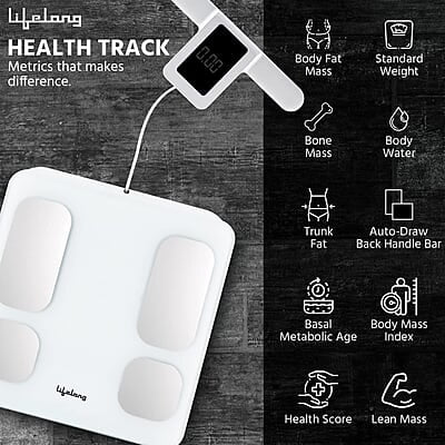 Lifelong 8 electrode Smart Body Fat Scale With weight display and Bmi on handle