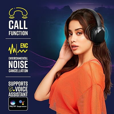 ZEBRONICS Thunder PRO Over Ear Wireless Headphone with Dual Pairing, Gaming Mode, ENC, Bluetooth, Call Function, Aux, Micro SD, Voice Assistant, Deep Bass, Up to 60h Backup