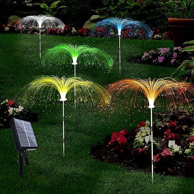 OPTICAL solar garden light Outdoor Waterproof 7 Color Changing double Jellyfish for Yard Decor,Outdoor Decor
