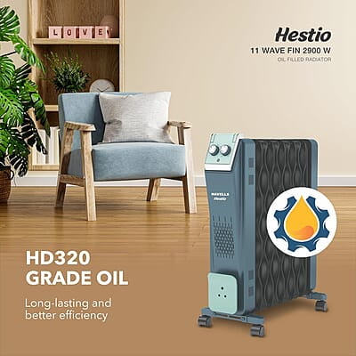 Havells Hestio 11 Wave Fin OFR 2900 Watt with 3 Heat Setting 1000W/1500W/2500W & PTC Heater 400W
