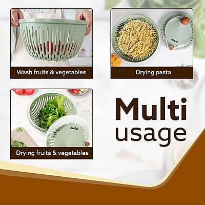 AGARO Elite Salad Spinner, 5L, Vegetable Cleaner, Removes Excess Water and Pesticides, Cleans Vegetables Thoroughly, Use for Mixing Salad with Dressing