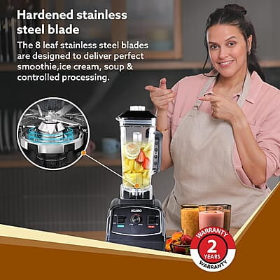 AGARO Grand Professional Blender/Grinder/Mixer, 2000 watts, 2 Litres BPA Free Jar, Commercial heavy duty blender, High Power & Speed Blender, 100% Copper Motor, Pulse Function, 8 Leaf SS Blade