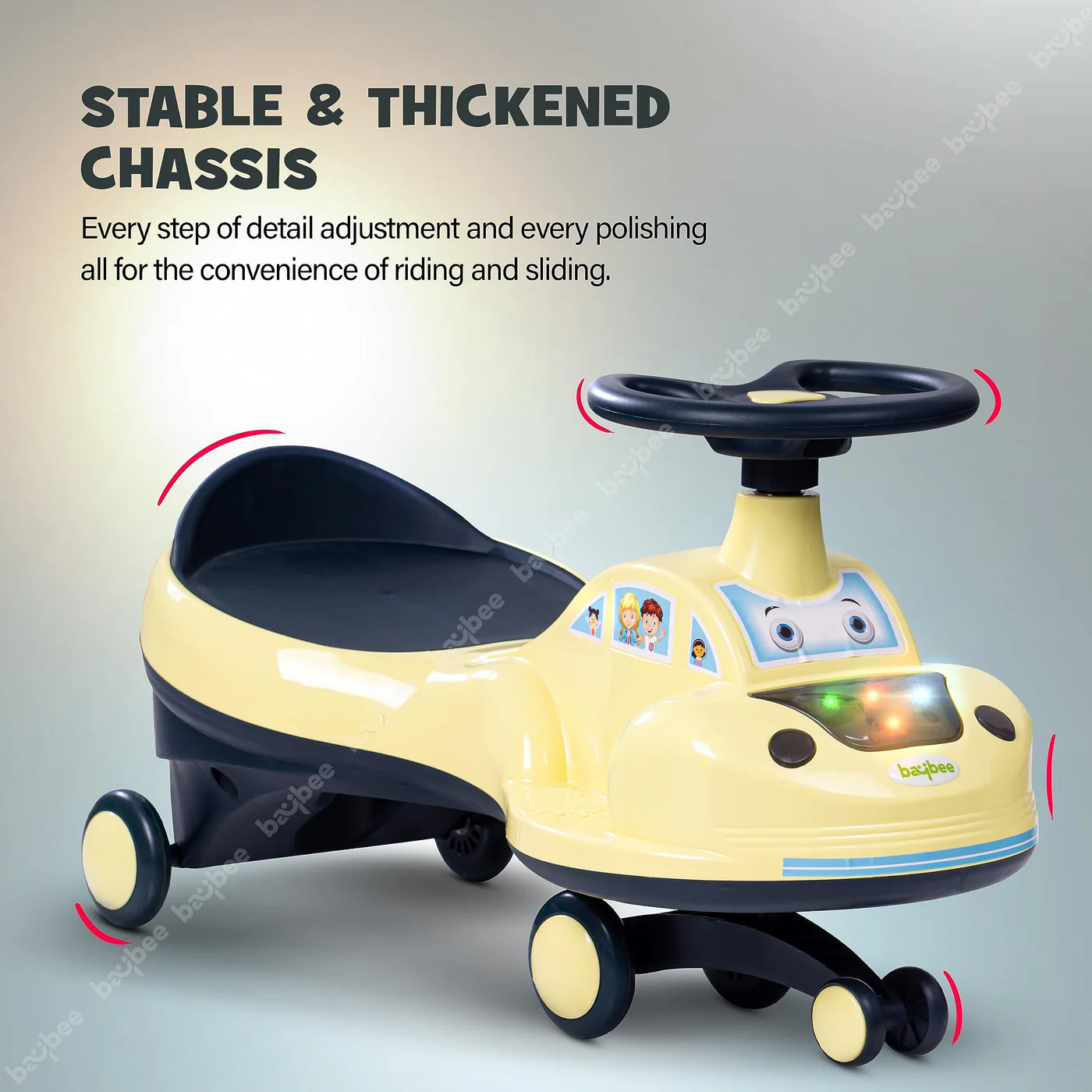 Baybee Flare Magic Swing Cars for Kids with PP Wheels- Yellow