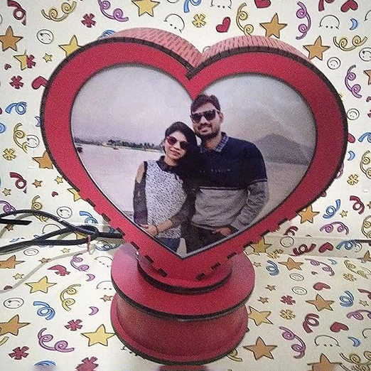 Sublimation Printed Led Rotating Lamp Customized Heart Shape Photo Print Lamp for All Occasions (20x15x10 cm, 2 Photos) Sublimation Printed Led Rotating Lamp Customized Heart Shape Photo Print Lamp for All Occasions (20x15x10 cm, 2 Photos)