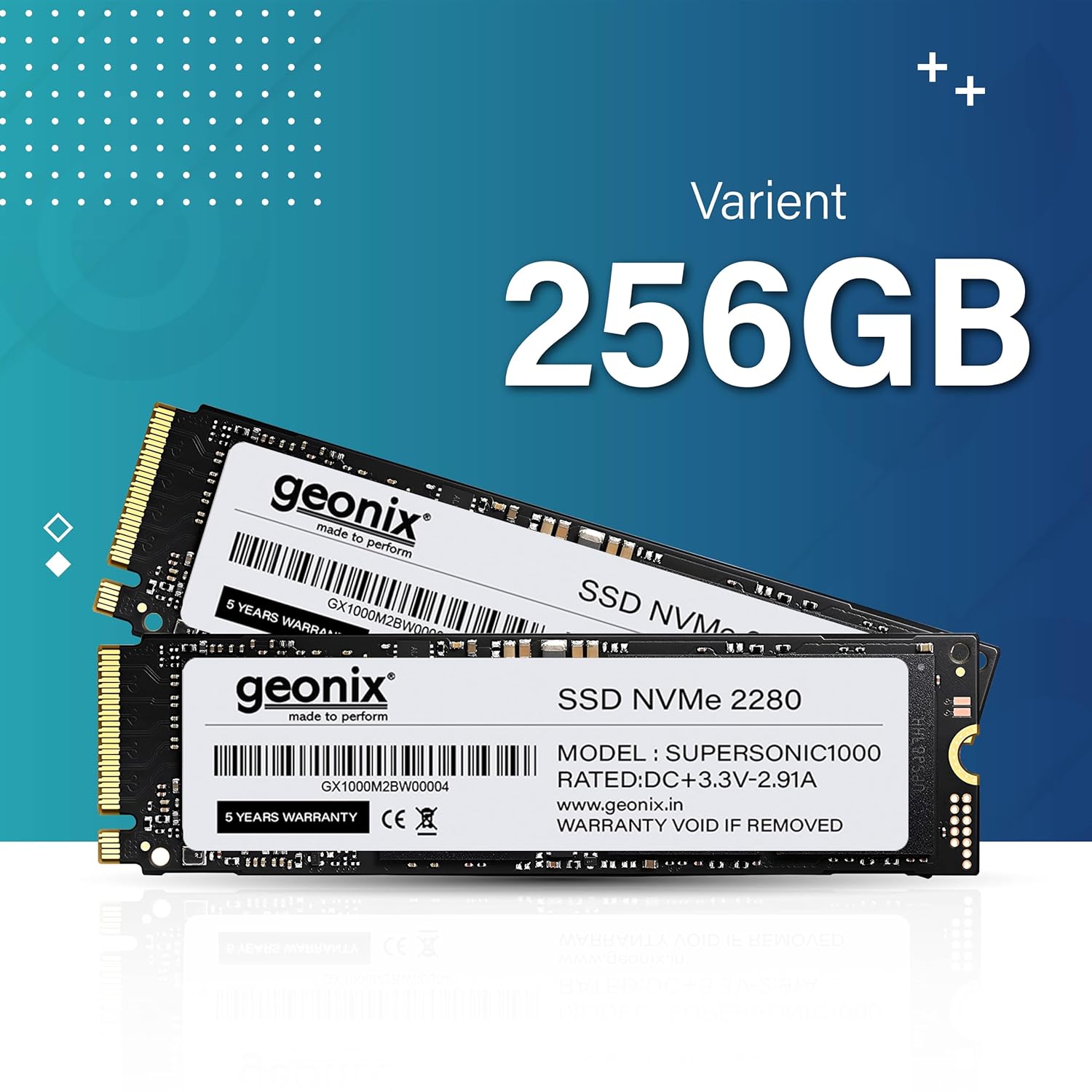 Geonix 256GB M.2 NVMe SSD, 2280, 6Gb/s, 2650/2000 Mbps, 5 Years Warranty, GXNVME256GB Geonix 256GB M.2 NVMe SSD, 2280, 6Gb/s, 2650/2000 Mbps, 5 Years Warranty, GXNVME256GB