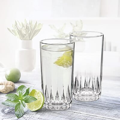Treo by Milton Acme Cool Glass Tumbler Set of 6, 320 ml Each, Transparent | Dishwasher Safe | Serve Juices | Cold Drinks | Milkshake | Falooda | Water | Cocktails | Mixed Drinks