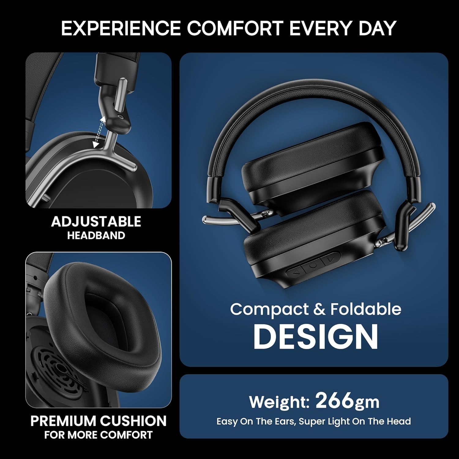 Hammer Bash Pro Wireless Headphones with 32db Hybrid ANC and Quad Mics for Clear Calling, 40mm Driver, 37Hrs Playtime, Super soft Cushion, 5.3 (Black ) Hammer Bash Pro Wireless Headphones with 32db Hybrid ANC and Quad Mics for Clear Calling, 40mm Driver, 37Hrs Playtime, Super soft Cushion, 5.3 (Black )