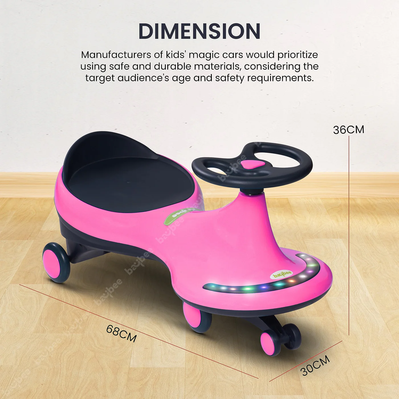 Baybee Trix Go Kids Magic Swing Cars for Kids-Pink