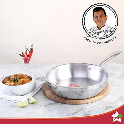 Wonderchef Nigella Tri-ply Stainless Steel 26 cm Fry Pan 2.6 litre 2.5mm Thickness