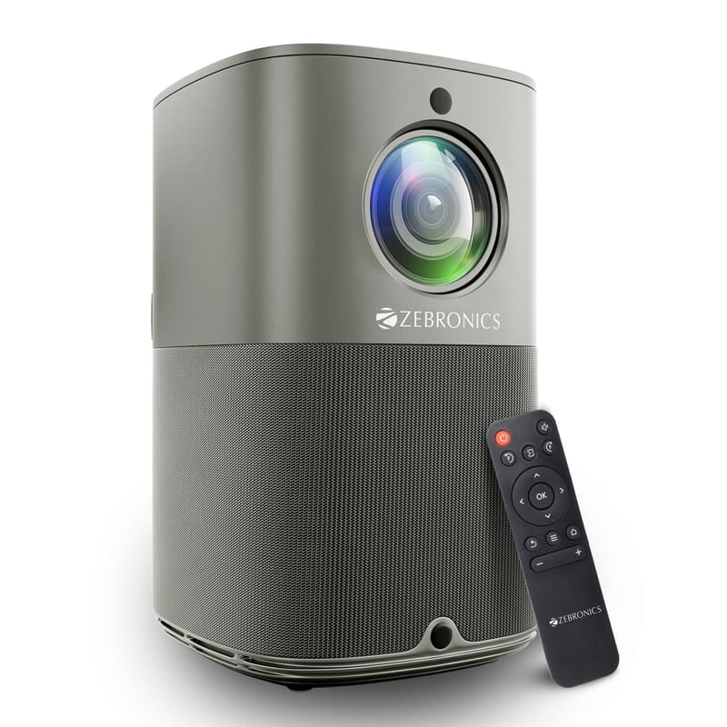 ZEBRONICS PIXAPLAY 18, Smart Vertical Projector, 3800 Lumens, 4K Support, Dolby Audio, 200 inch Screen Size, HDMI, USB, WiFi, Supports Bluetooth, 1080p Native, Electronic Focus, APP Support, Miracast