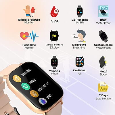 Zebronics ZEB-FIT7220CH Smart Fitness Watch with Call Function via Built-in Speaker & Mic