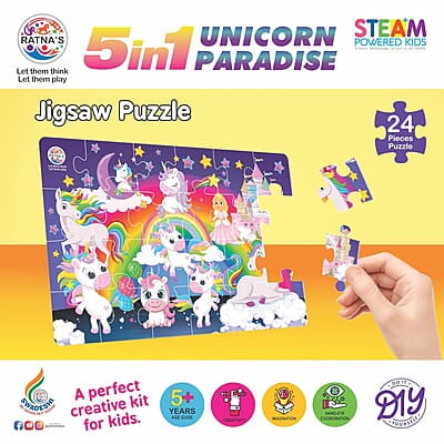 RATNA'S 5 in 1 Unicorn Paradise Kit with Activities Like Mandala Art, Jigsaw Puzzle, Apron Colouring, Paper Bag Making & Greeting Card Making Art & Craft Creative Kit for Kids 5+ Years RATNA'S 5 in 1 Unicorn Paradise Kit with Activities Like Mandala Art, Jigsaw Puzzle, Apron Colouring, Paper Bag Making & Greeting Card Making Art & Craft Creative Kit for Kids 5+ Years