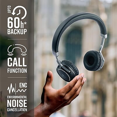 ZEBRONICS DUKE 2 Wireless Headphone, Supports Bluetooth, Dual Pairing, Deep Bass, up to 60h Battery Backup, AUX, Environmental Noise Cancellation, Gaming Mode, Now with Type C Charging