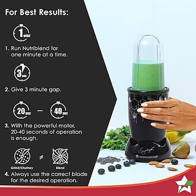 Wonderchef Nutri Blend Photon with Sipper Lid 22000 RPM, 400W  Grinder,Blender & Smoothie Maker