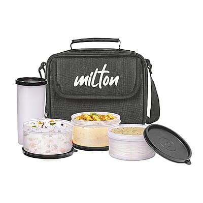 MILTON New Meal Combi Lunch Box, 3 Containers, 280 ml Each and 1 Tumbler, 400 ml